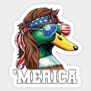 Merica Mullet Mallard Duck 4th of July Sticker